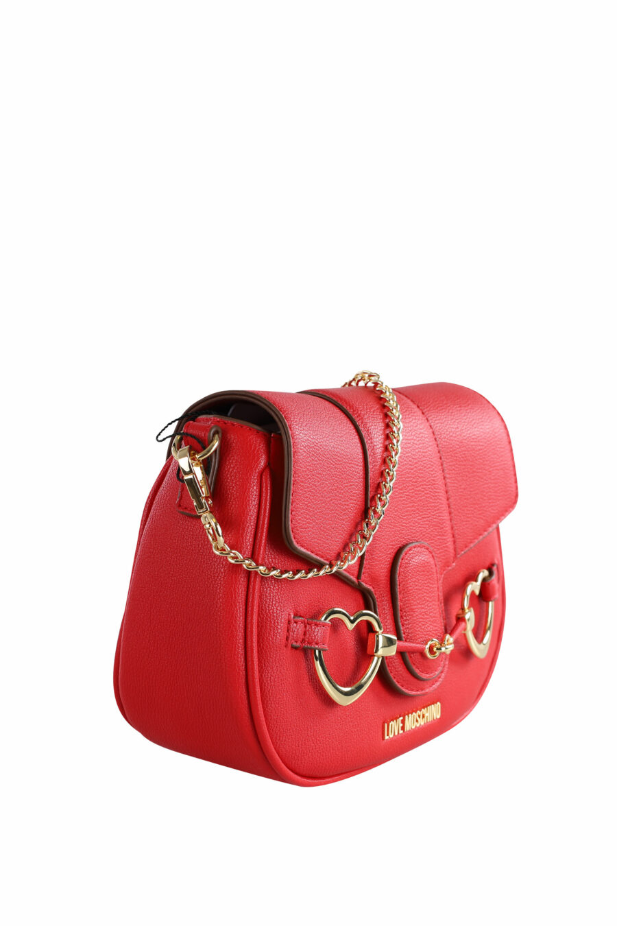 Red shoulder bag with mini-logo and hearts in golden metal - IMG 3620