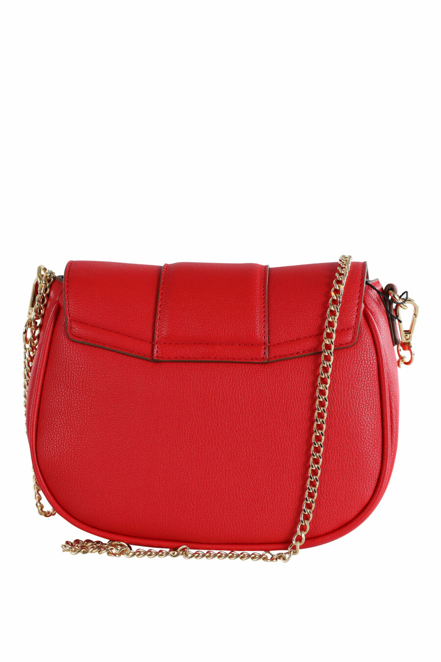 Red shoulder bag with mini logo and hearts in golden metal - IMG 3622