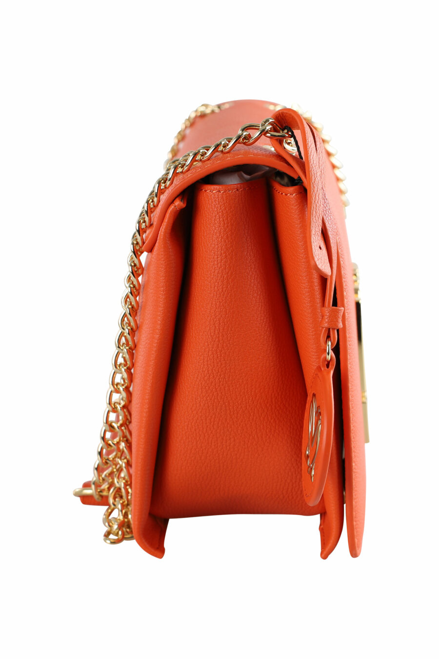 Orange shoulder bag with chain and lettering logo - IMG 3655