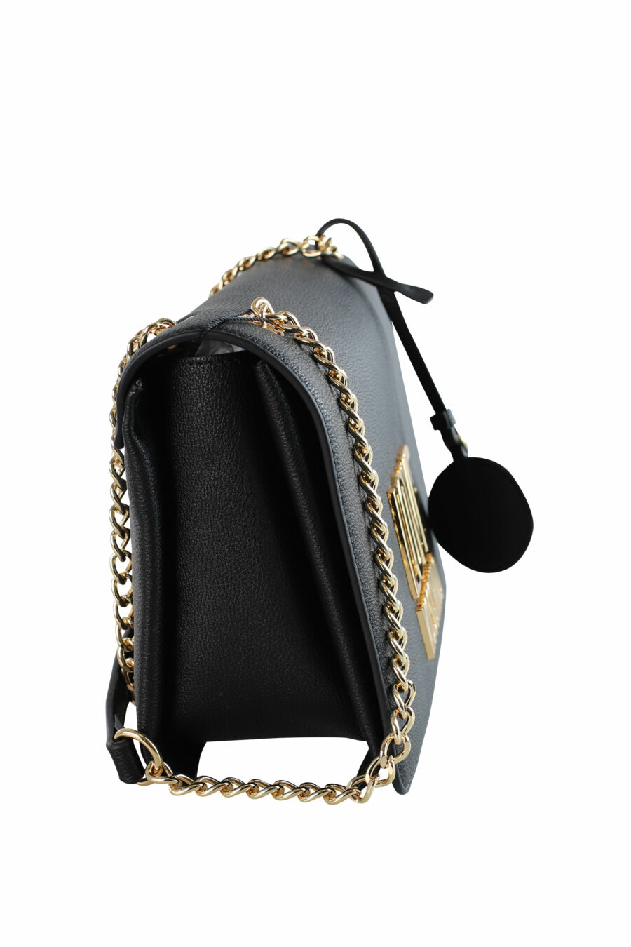 Bolso de hombro negro con cadena y logo "lettering" - IMG 3661