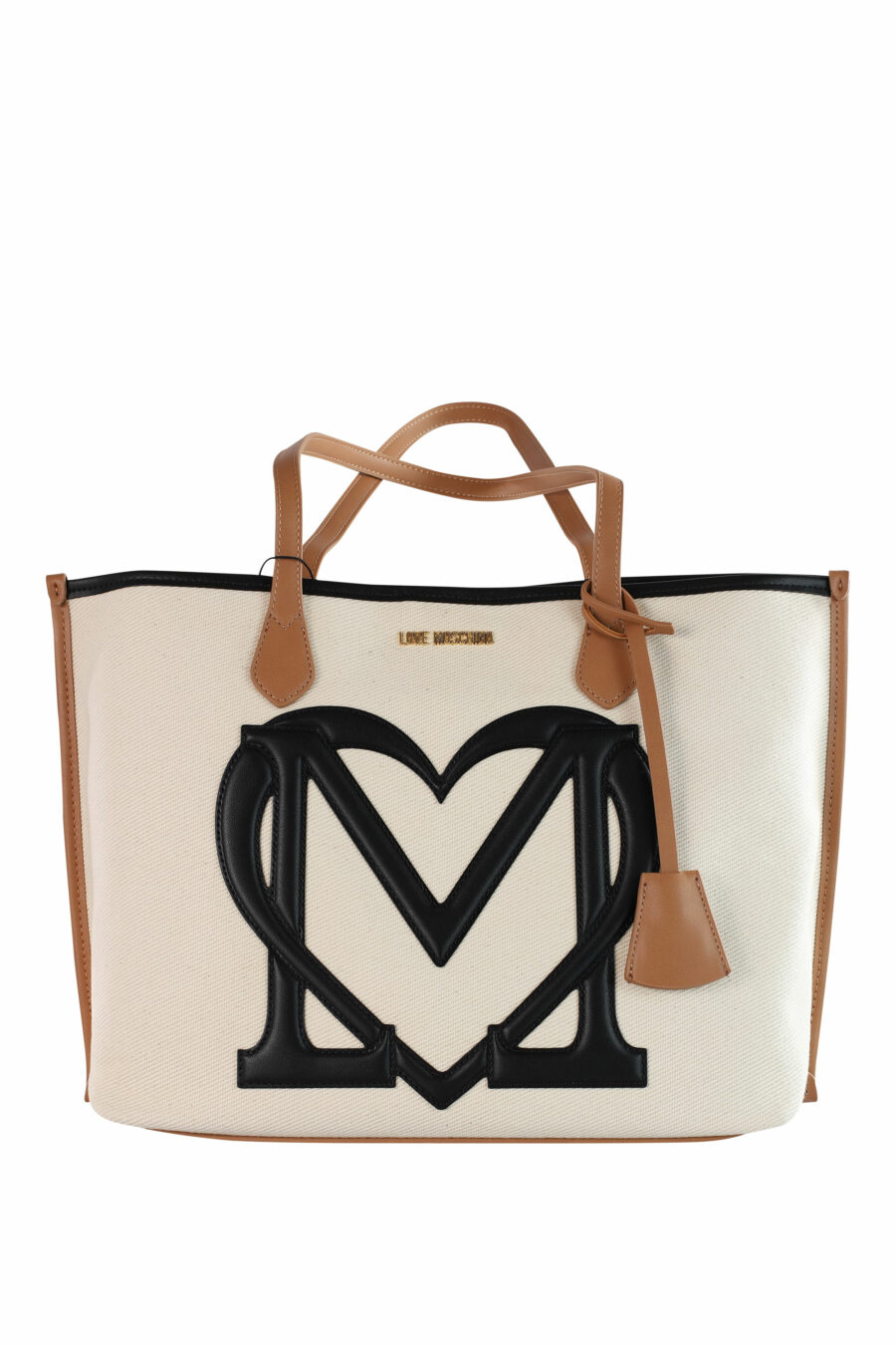White shopper bag with black heart maxilogo - IMG 3674