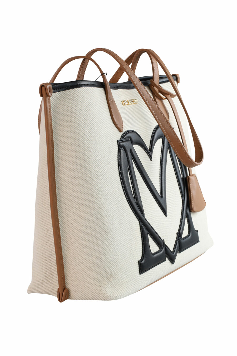 White shopper bag with black heart maxilogo - IMG 3676