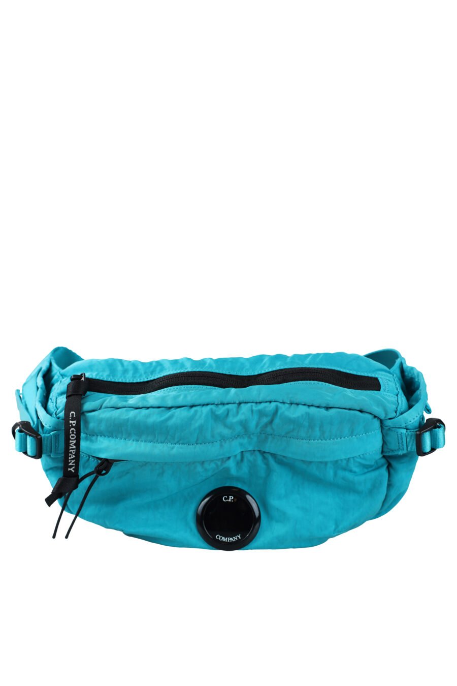 Turquoise blue bum bag with circular mini logo - IMG 4597