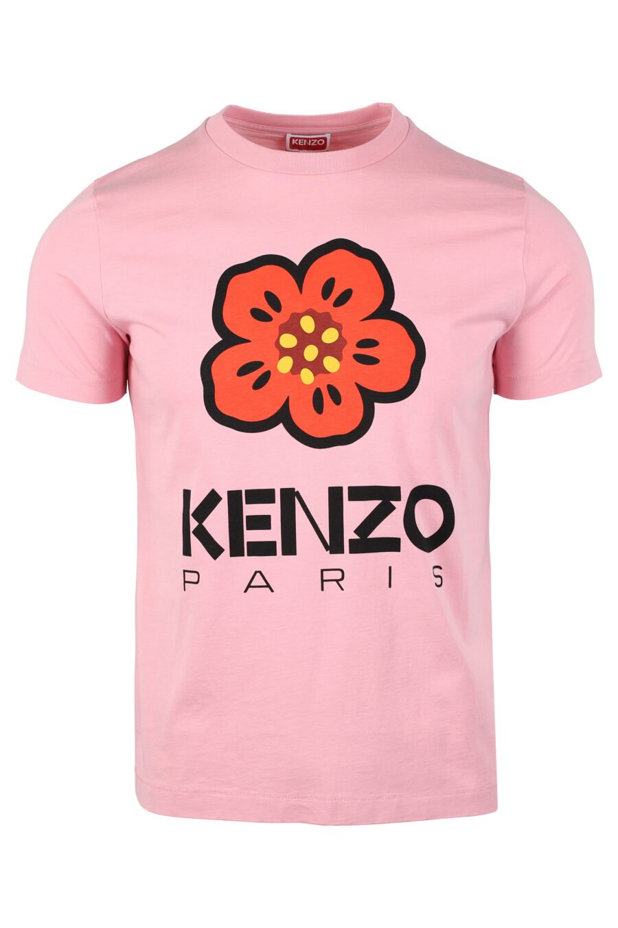 T-shirt cor-de-rosa com maxilogo de flores cor de laranja - IMG 4644
