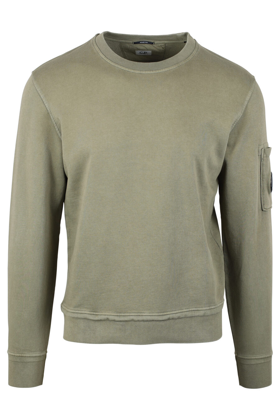 Sweat-shirt vert militaire avec doublure en polaire et mini logo circulaire - IMG 4670