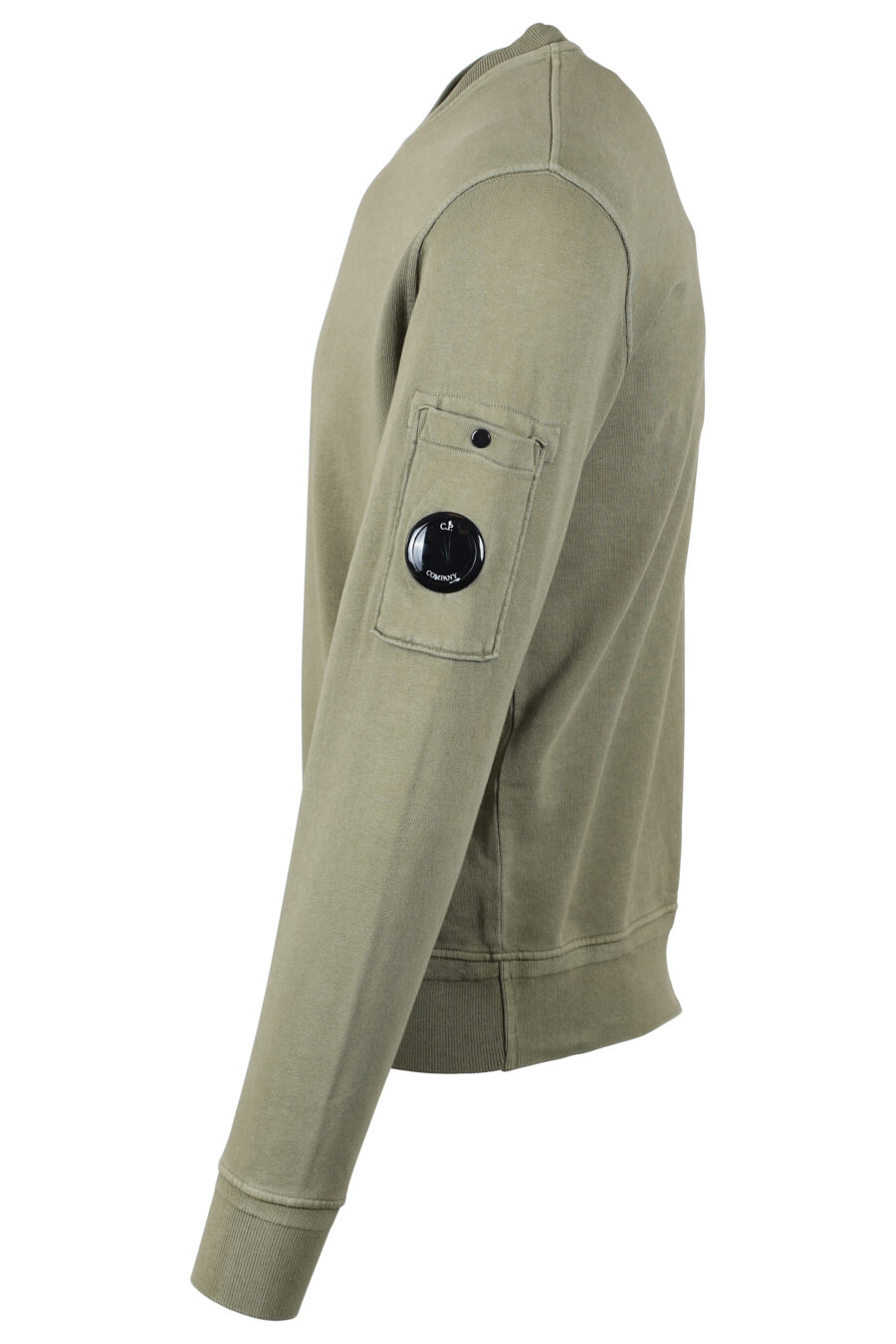 Sweat-shirt vert militaire avec doublure en polaire et mini logo circulaire - IMG 4673