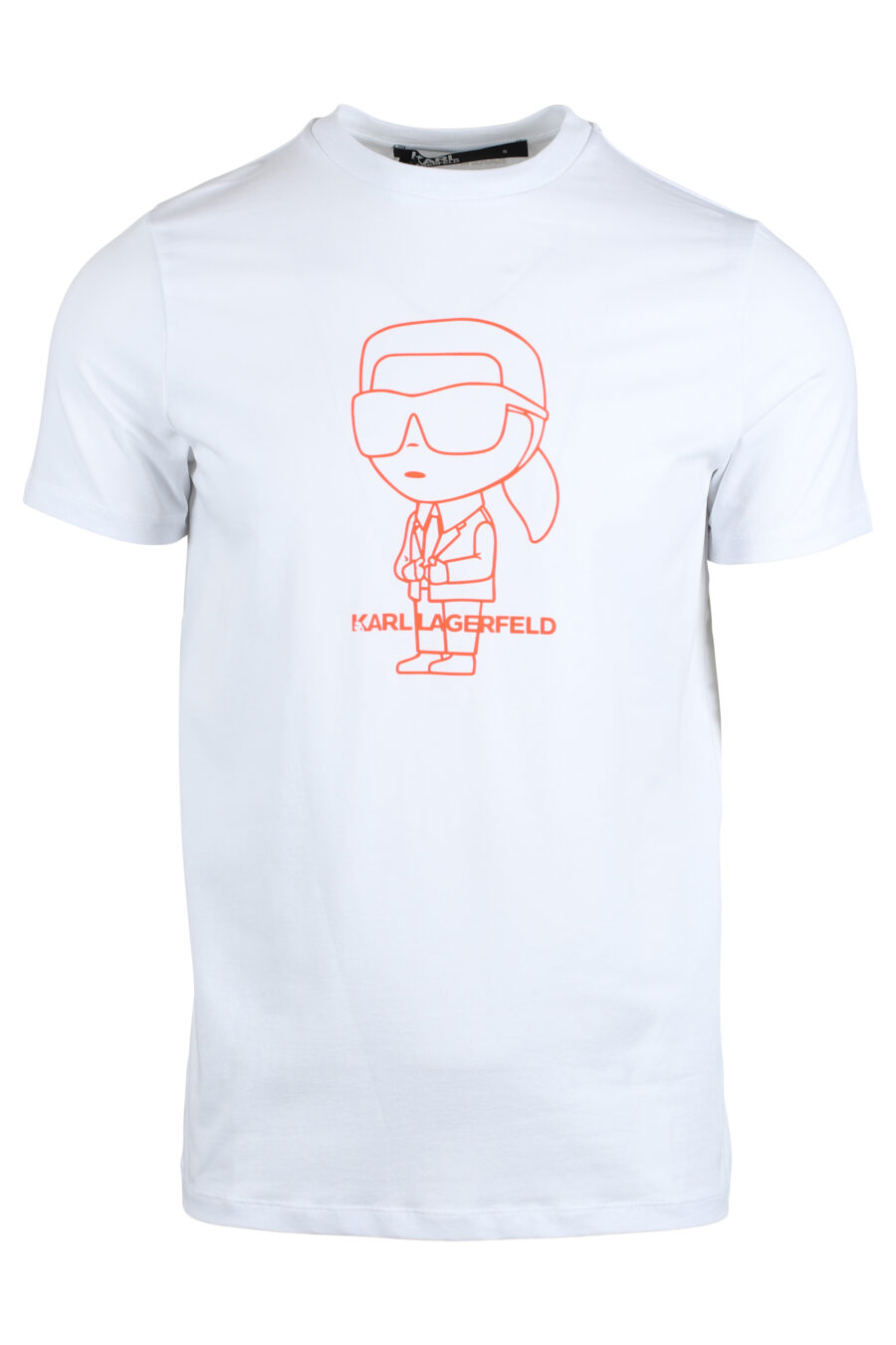 White T-shirt with "karl" maxilogo in orange silhouette - IMG 4758