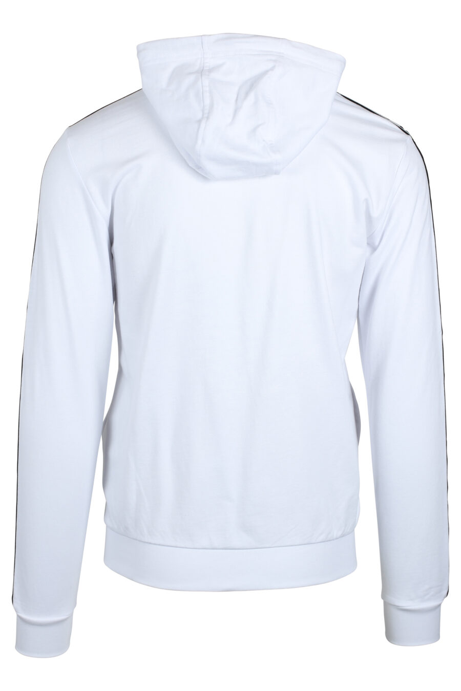 Sudadera blanca con capucha y cremallera con logo en cinta laterales - IMG 4761
