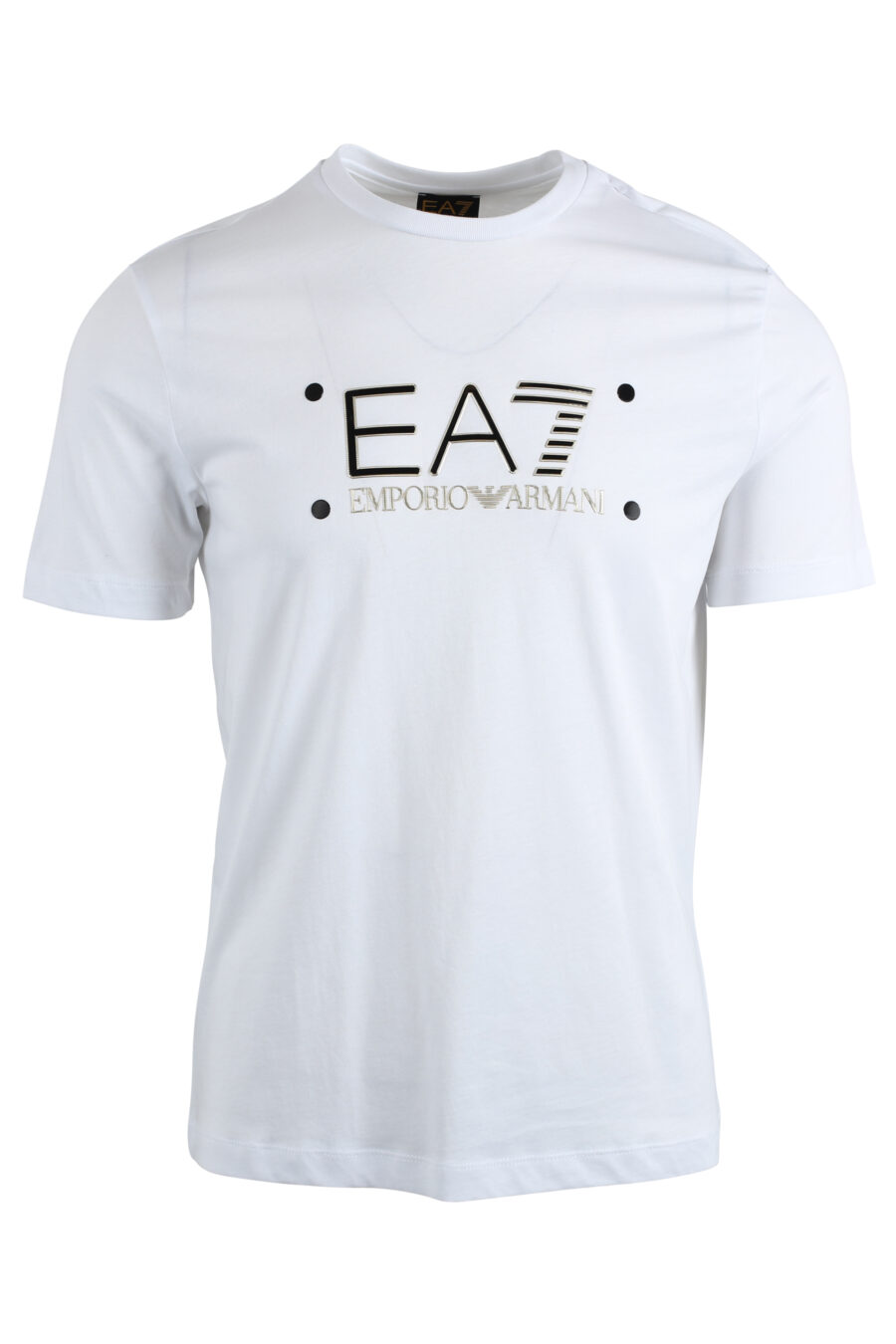 EA7 - Camiseta blanca con maxilogo dorado y puntos - BLS Fashion