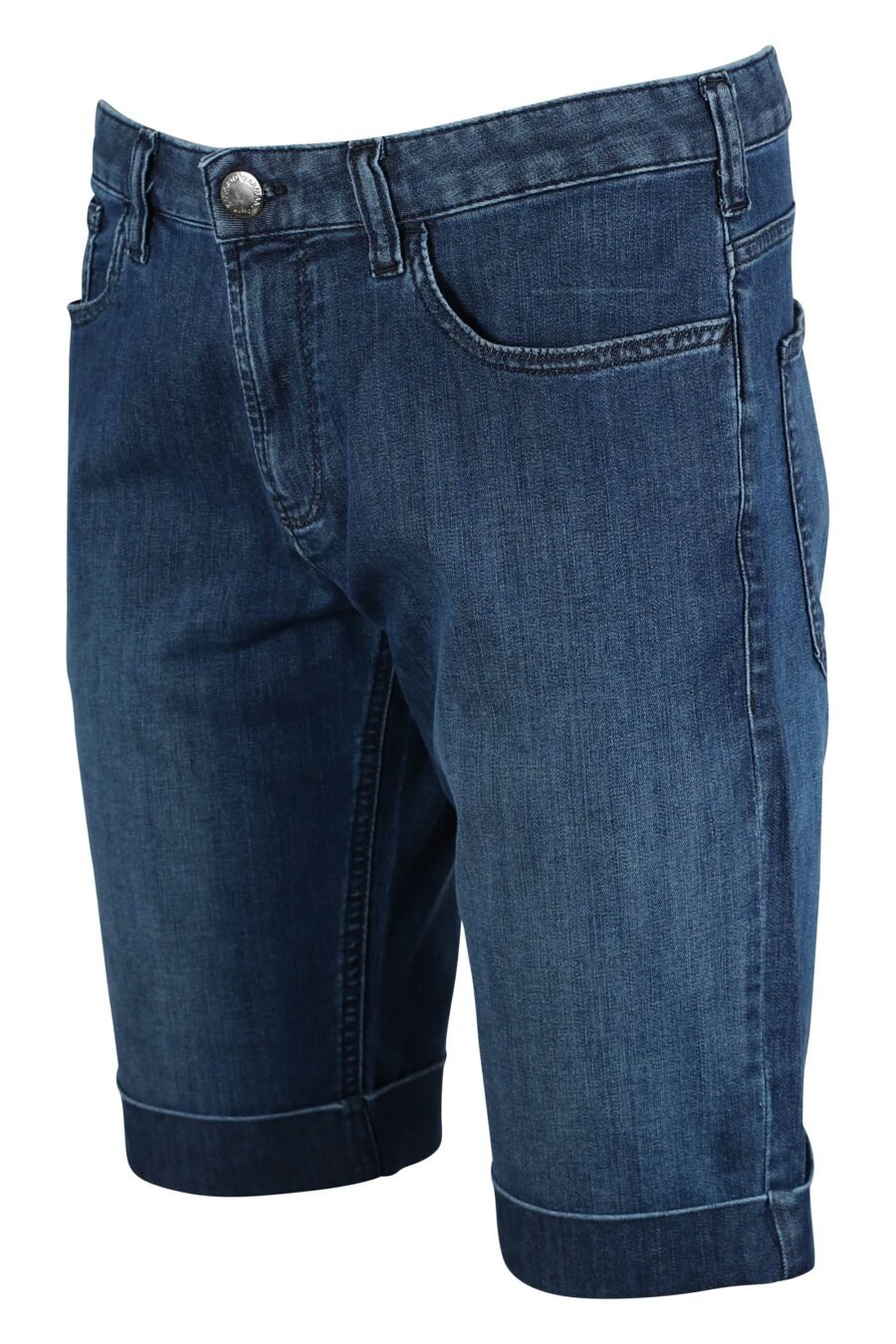 Blue denim shorts with metal mini logo - IMG 9494