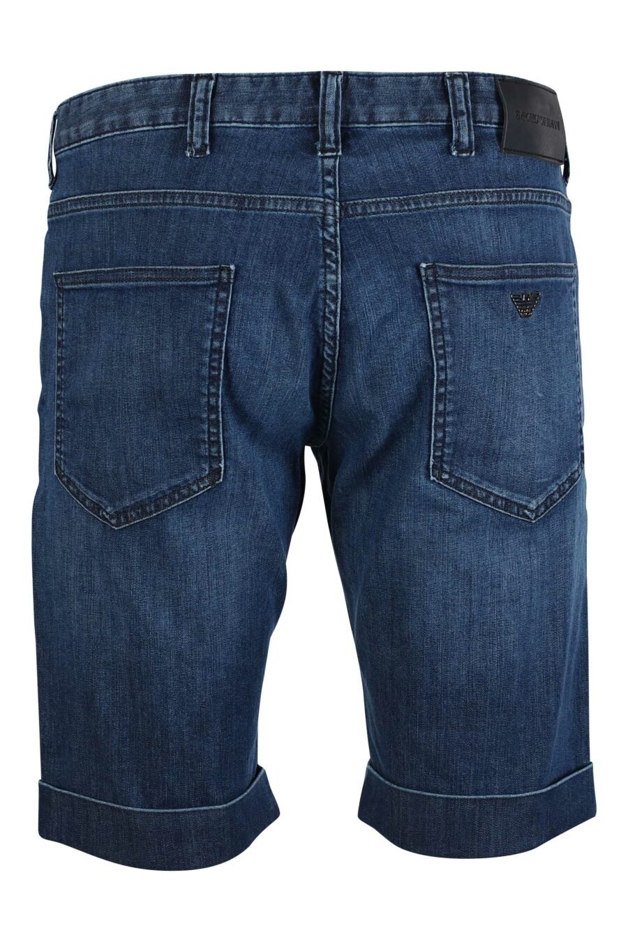 Blue denim shorts with metal mini logo - IMG 9495