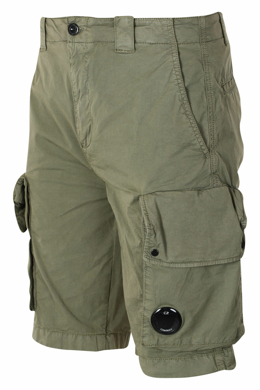 Pantalón corto verde militar con bolsillos laterales y minilogo circular - IMG 9581