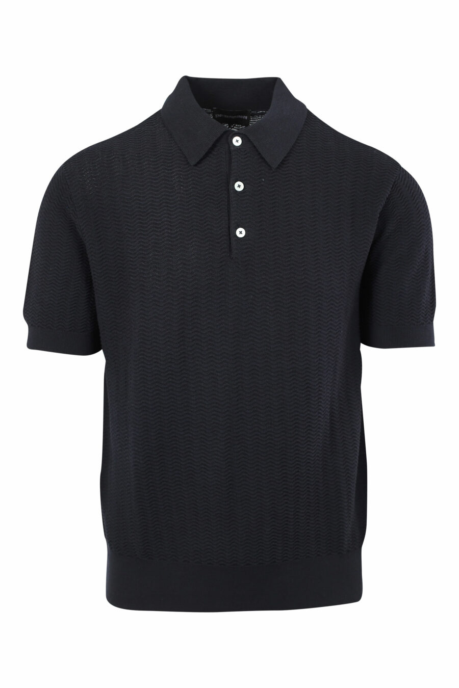 Dark blue knitted polo shirt with mini logo - IMG 9670