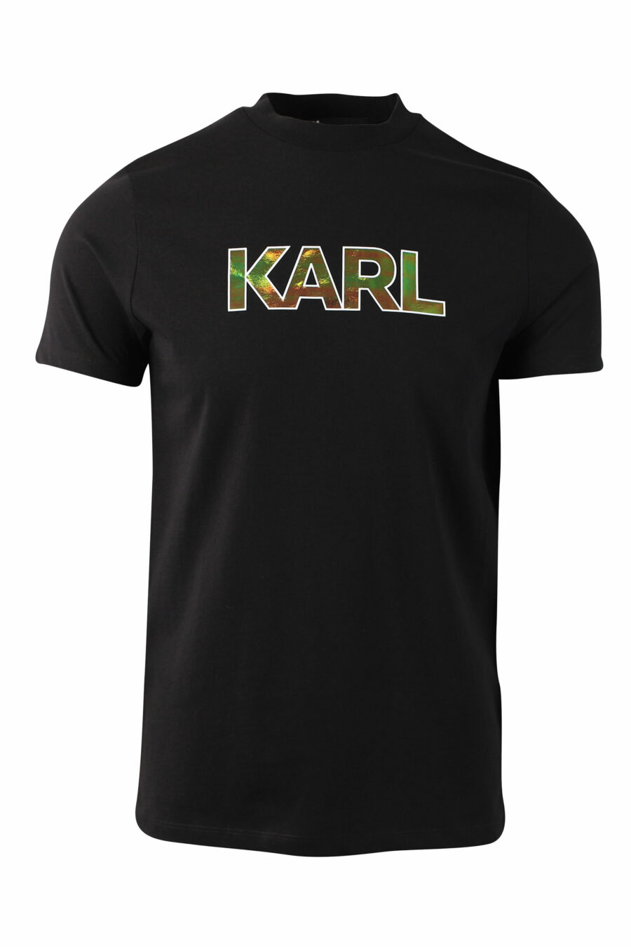 Black T-shirt with holographic logo centred - IMG 0019 1
