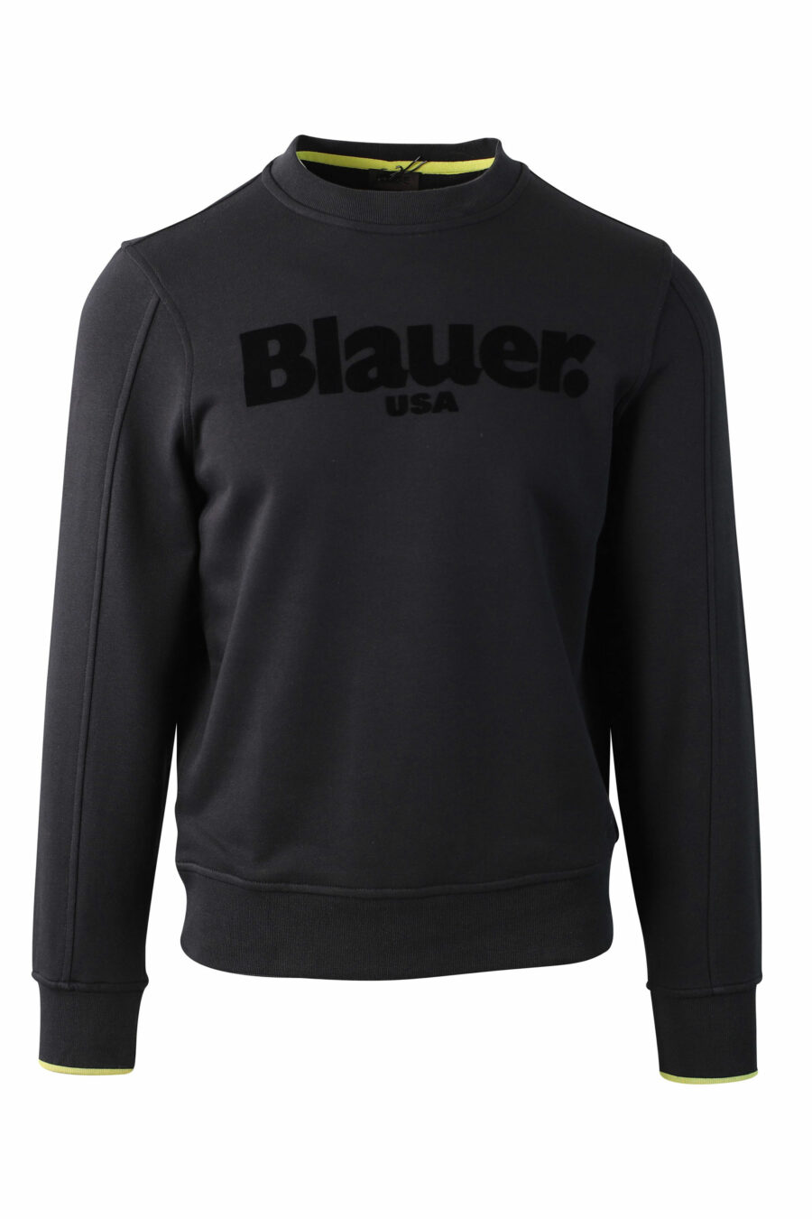 Schwarzes Sweatshirt mit einfarbigem Samt-Maxilogo - IMG 0030 1
