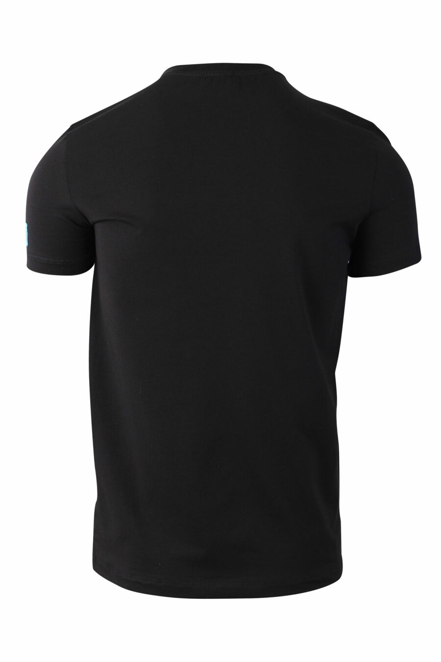 Black T-shirt with blue mini-logo "icon" on sleeve - IMG 0037 1