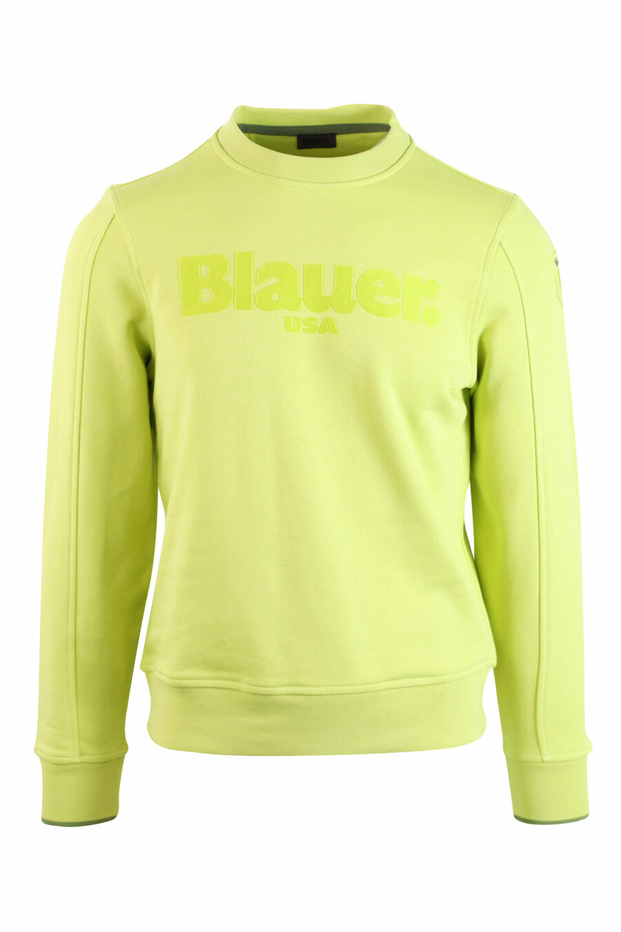 Lindgrünes Sweatshirt mit einfarbigem Samt-Maxilogo - IMG 0077 1