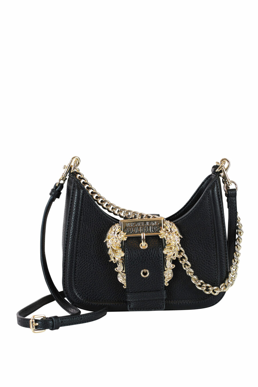 Black hobo style shoulder bag with baroque buckle - IMG 0090