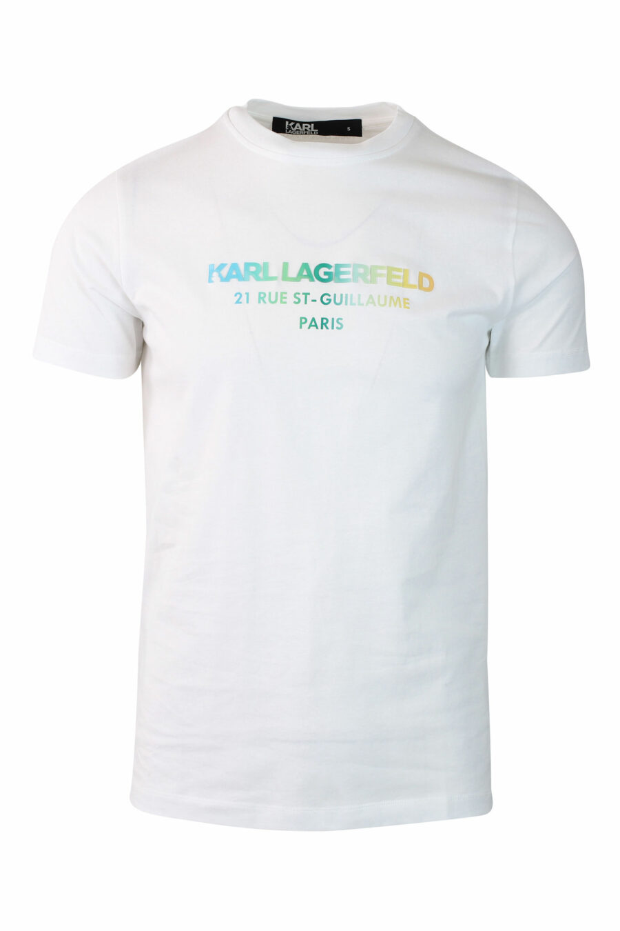 Camiseta blanca con logo holográfico "rue st guillaume" - IMG 0115