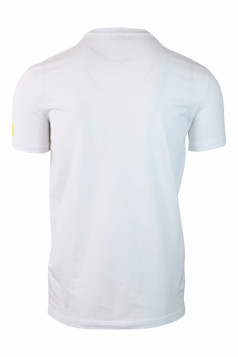 Weißes T-Shirt mit gelbem "Icon"-Mini-Logoaufnäher am Ärmel - IMG 0143