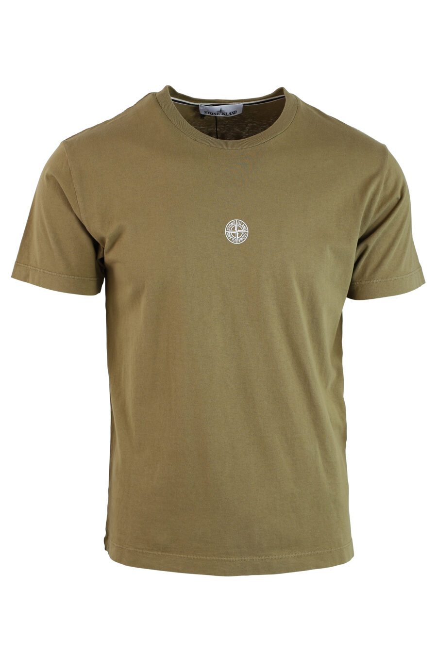 Camiseta verde militar con minilogo centrado y estampado detras - IMG 0238