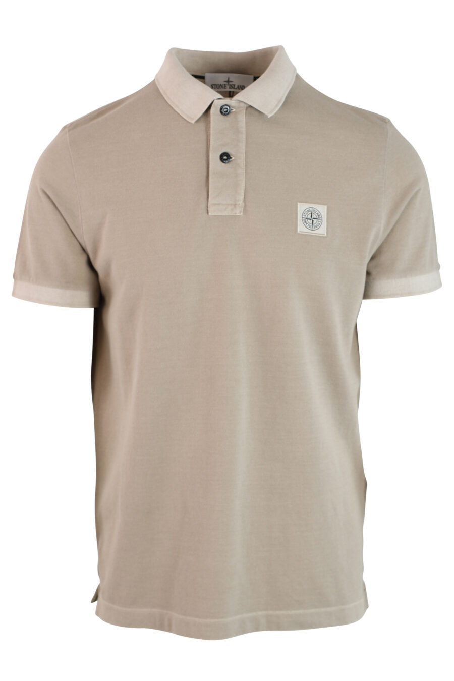Beige slim fit polo shirt with mini logo patch - IMG 0241