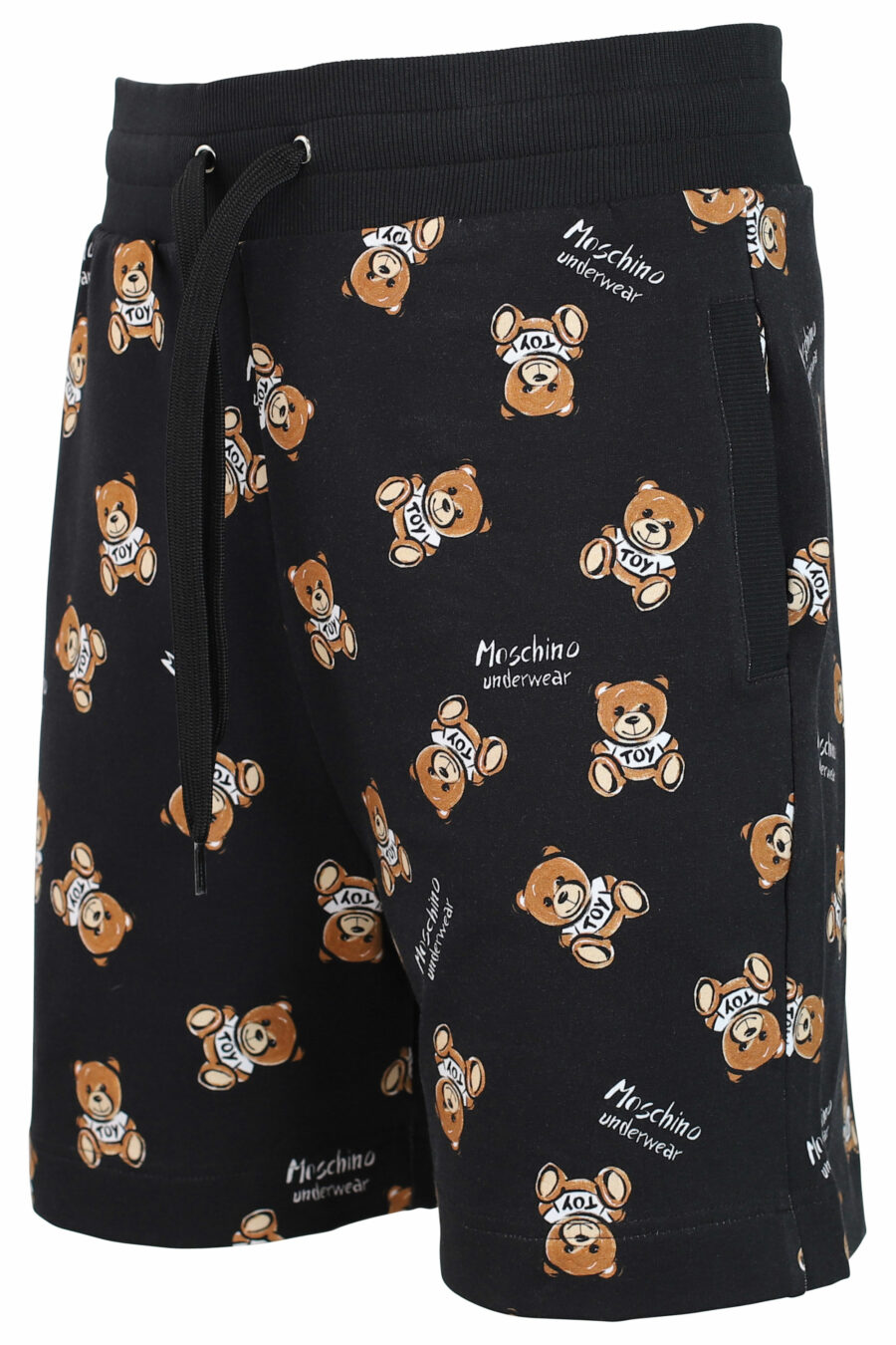 Pantalón de chándal corto negro con oso "all over logo" - IMG 0360