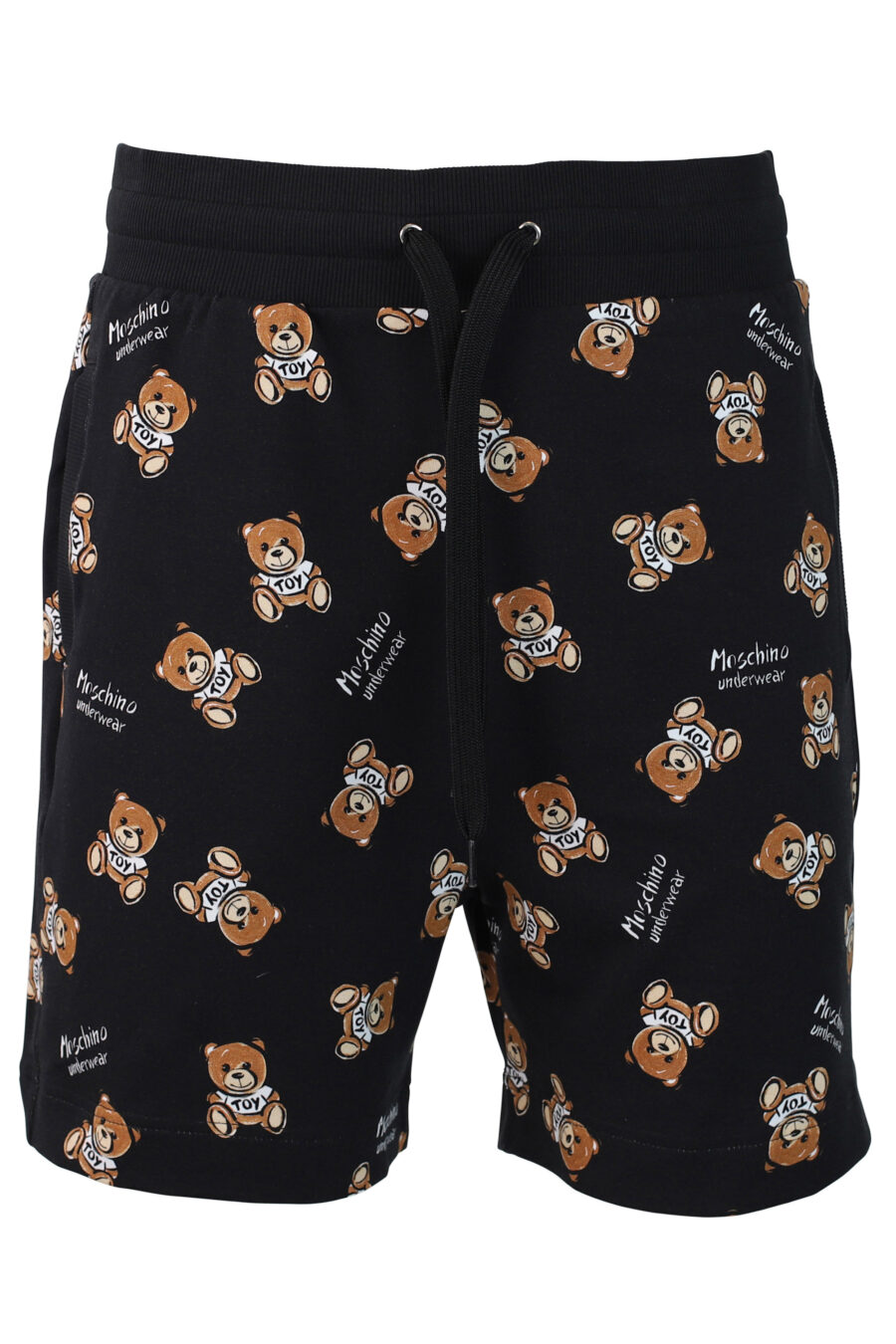 Pantalón de chándal corto negro con oso "all over logo" - IMG 0361