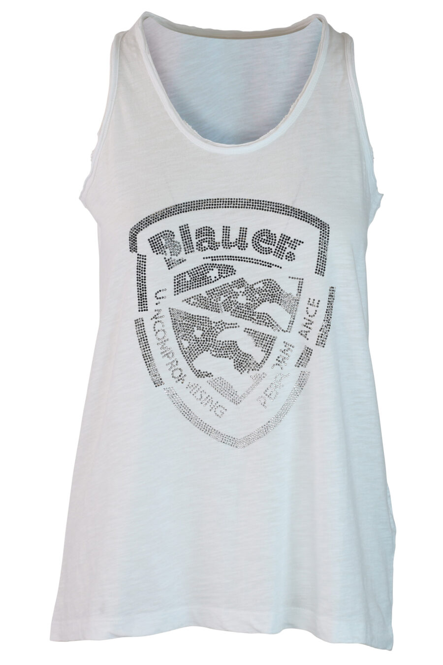 Weißes ärmelloses T-Shirt mit silbernem Maxilogo - IMG 0372