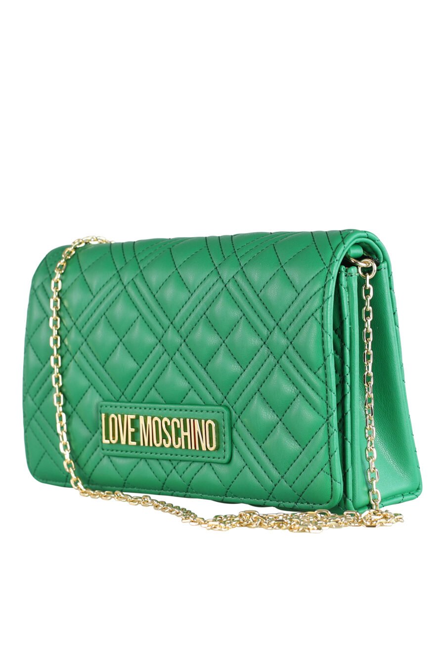 Green quilted shoulder bag with chain and "lettering" logo - IMG 0418