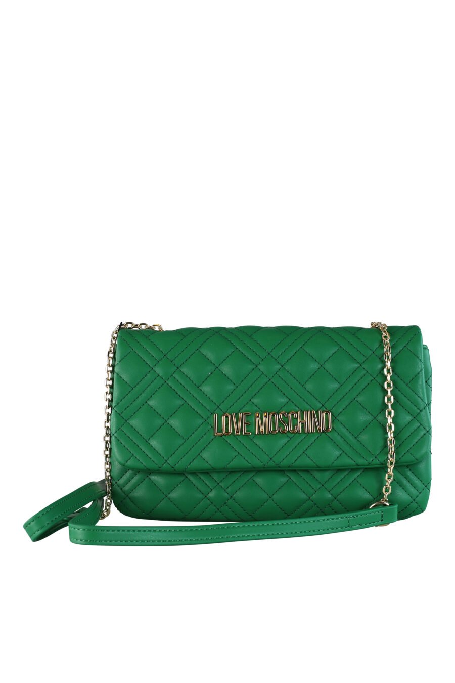 Rectangular green shoulder bag with gold lettering logo - IMG 0427