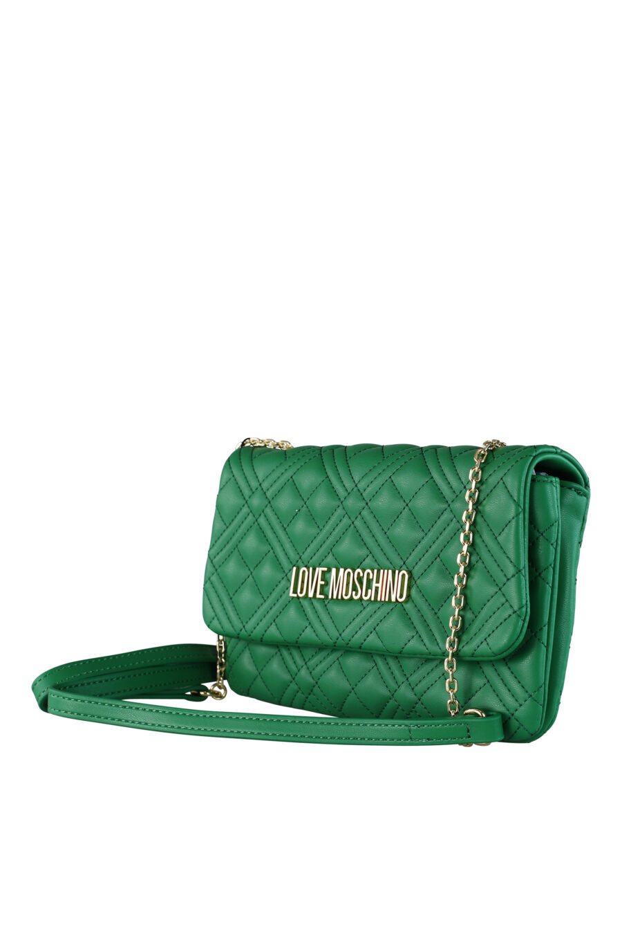 Rectangular green shoulder bag with gold lettering logo - IMG 0428