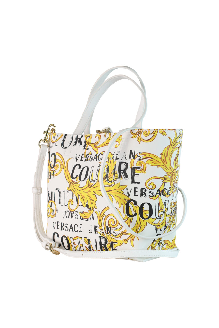 Mini shopper bag white with gold baroque "all over logo" - IMG 0442