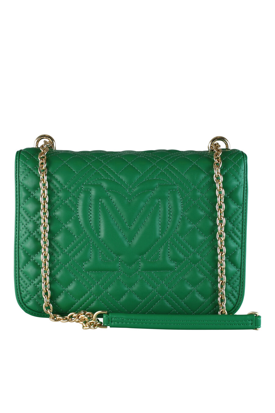 Bolso de hombro verde con cadena acolchado y logo - IMG 0446