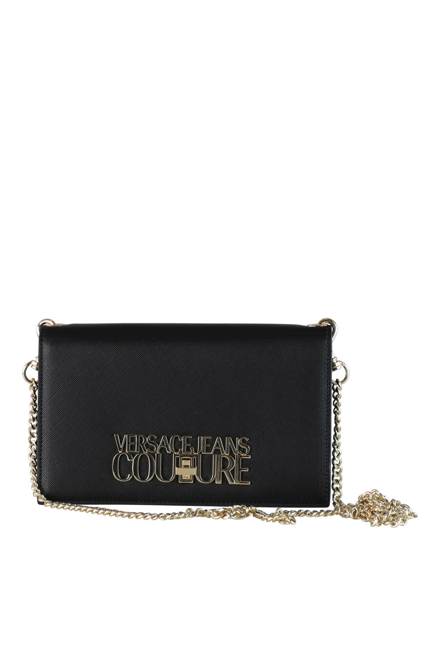 Black shoulder bag with chain and golden logo - IMG 0476