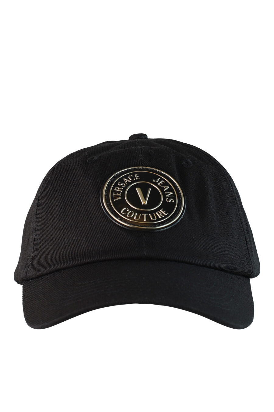Schwarze Kappe mit kreisförmigem Logo in Gold - IMG 0502
