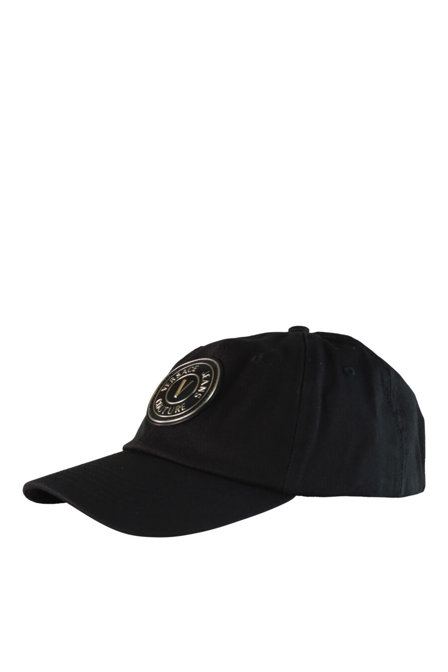 Schwarze Kappe mit kreisförmigem Logo in Gold - IMG 0503