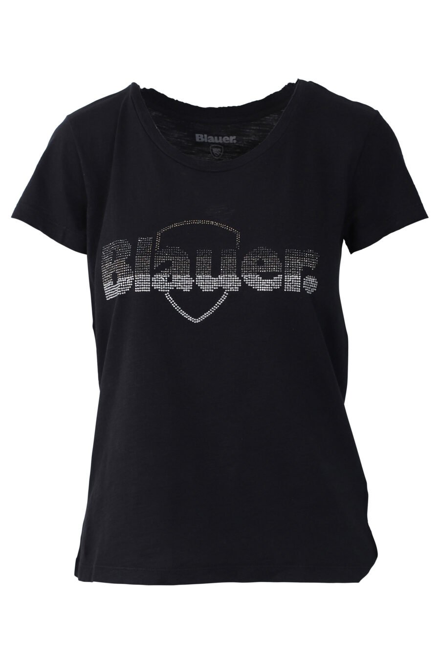 Black T-shirt with rhinestone embroidered maxilogo - IMG 0660
