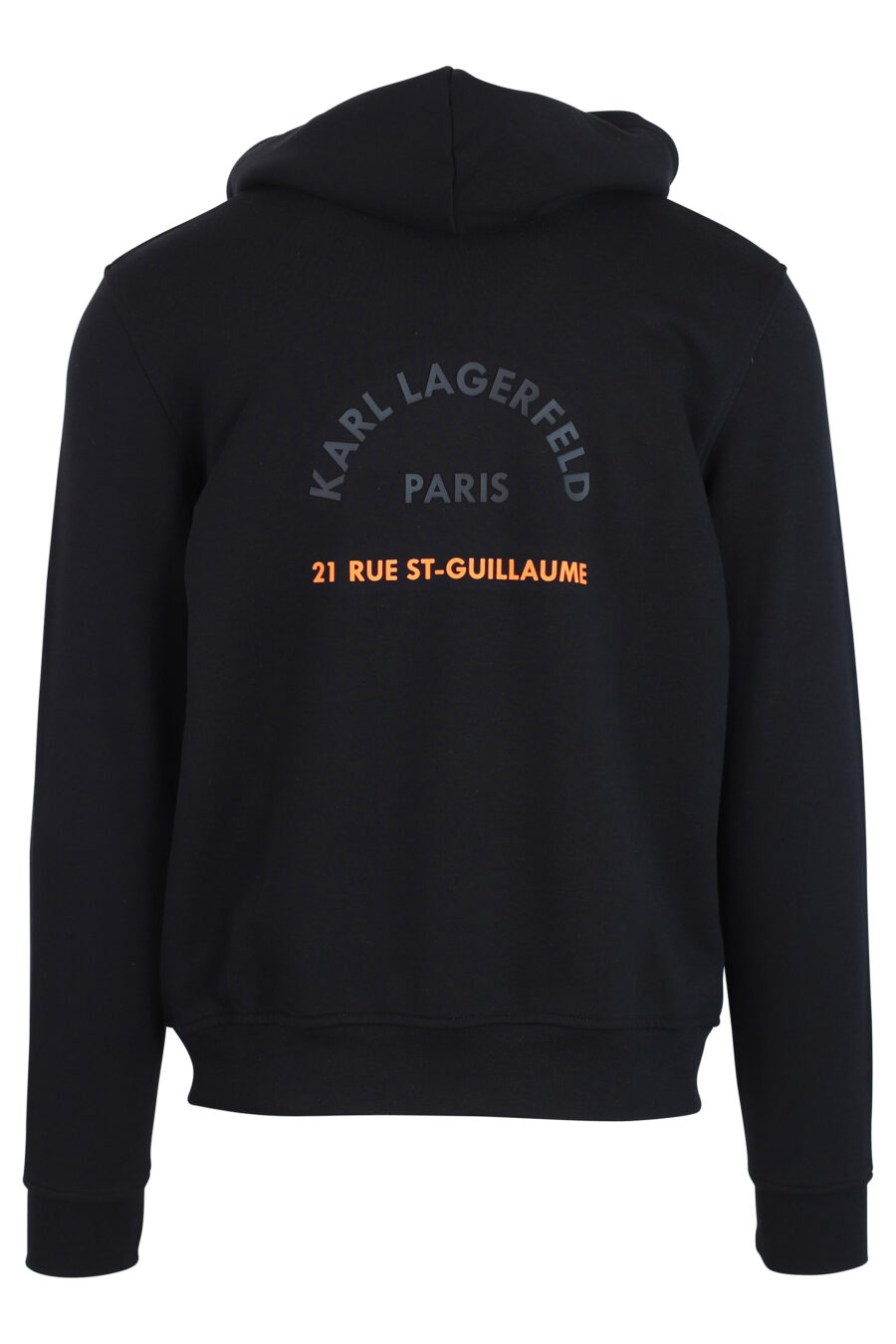 Sudadera negra con capucha y logo "rue st guillaume" naranja - IMG 0795