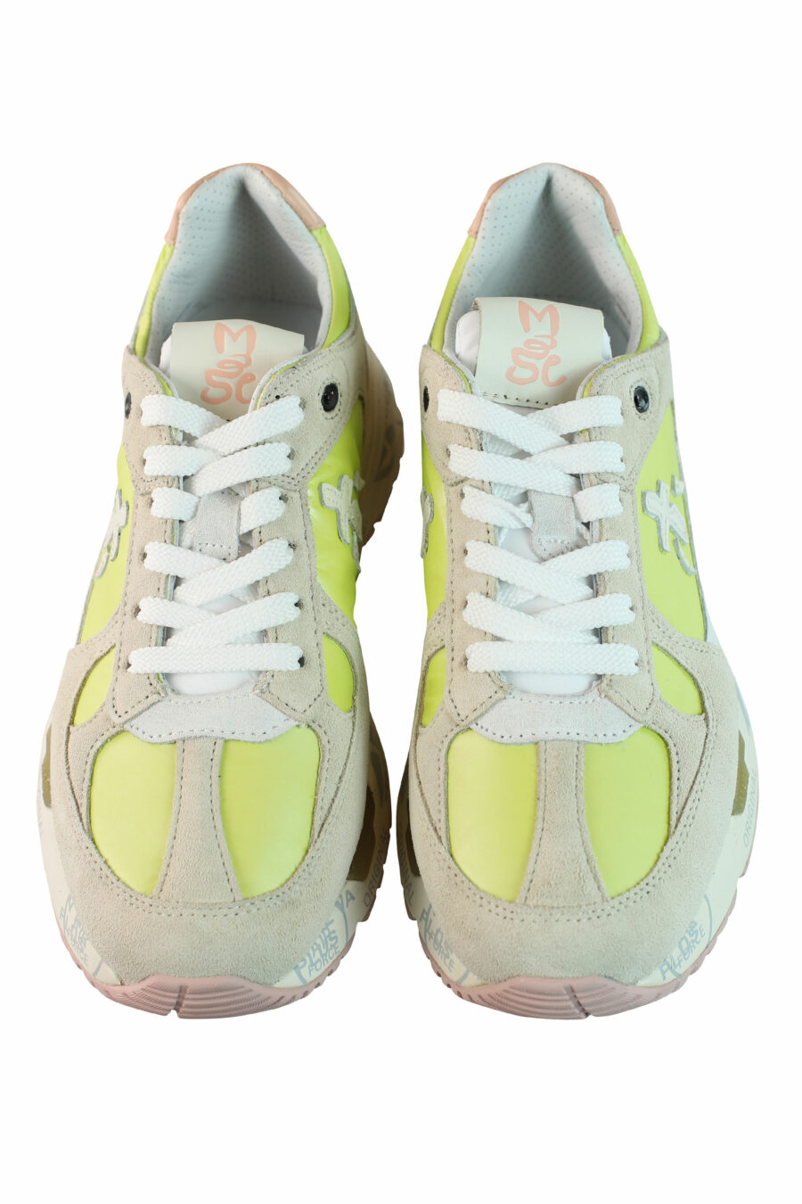 Zapatillas beige con verde lima "mase-d 6256" - IMG 0883