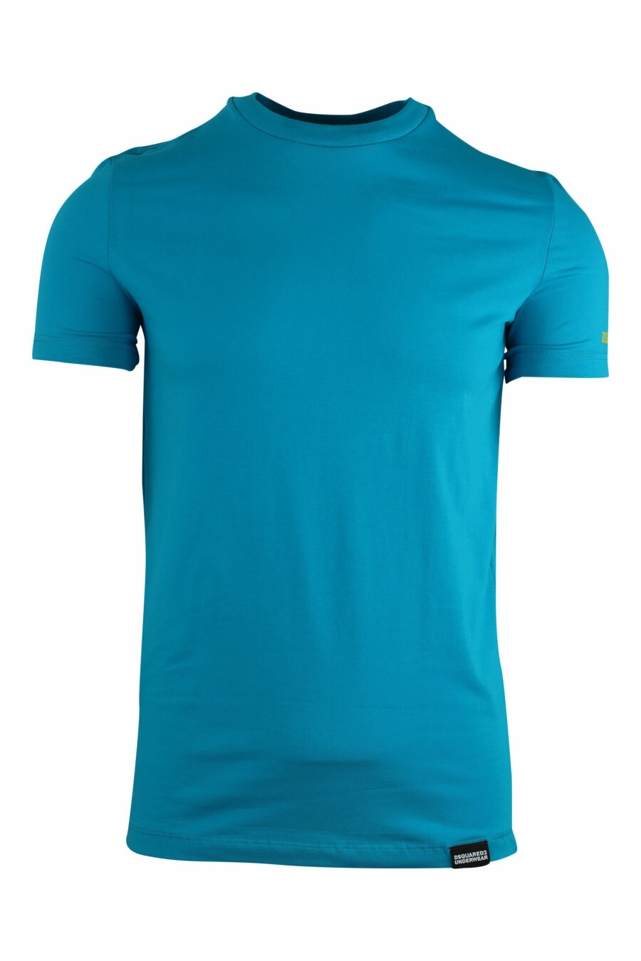 Hellblaues T-Shirt mit gelbem Mini-Logo am Ärmel - IMG 1185
