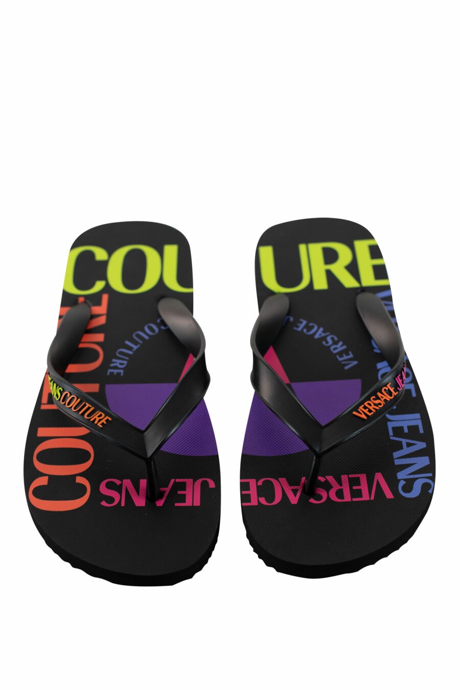 Tongs noires multicolores "logo all over" - IMG 4368