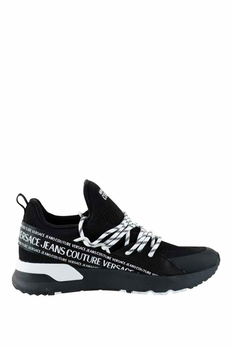 Zapatillas negras "dynamic" estilo calcetin con logo en cinta - IMG 4519