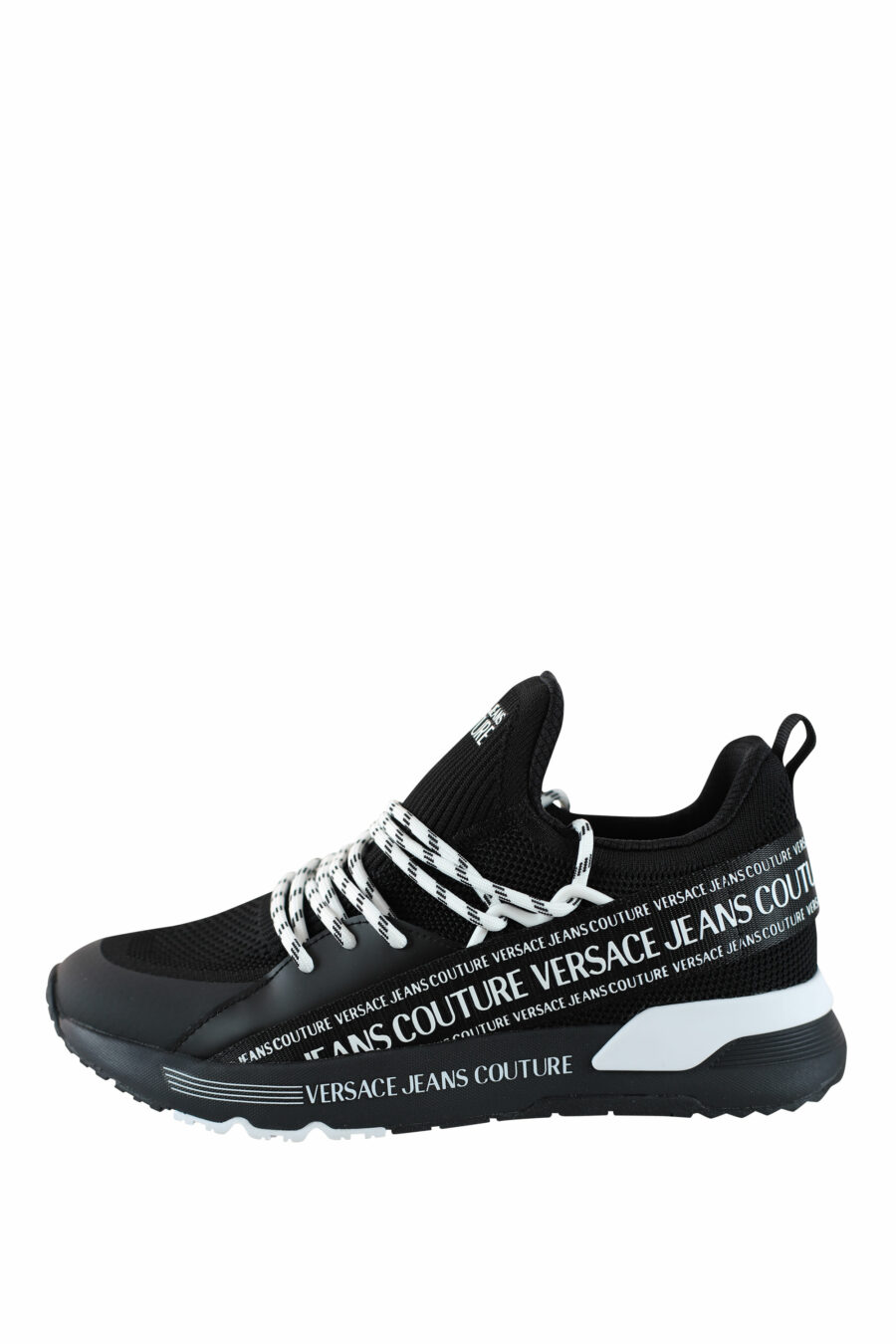 Zapatillas negras "dynamic" estilo calcetin con logo en cinta - IMG 4524