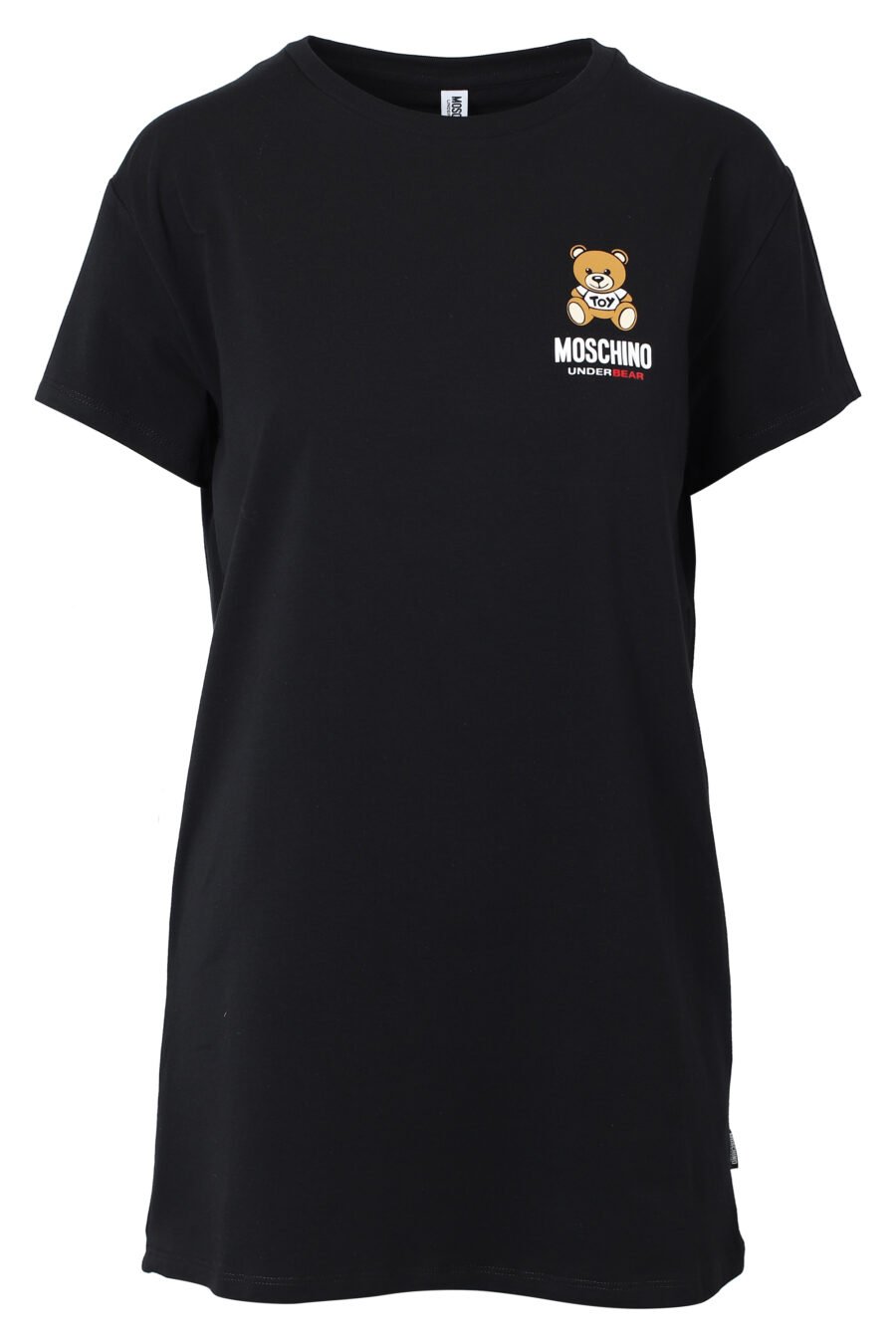 T-shirt maxi preta com mini logótipo de urso por baixo - IMG 9810