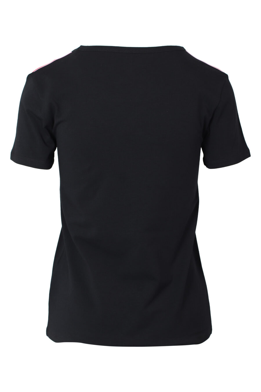 Black slim fit T-shirt with logo tape on shoulders - IMG 9821