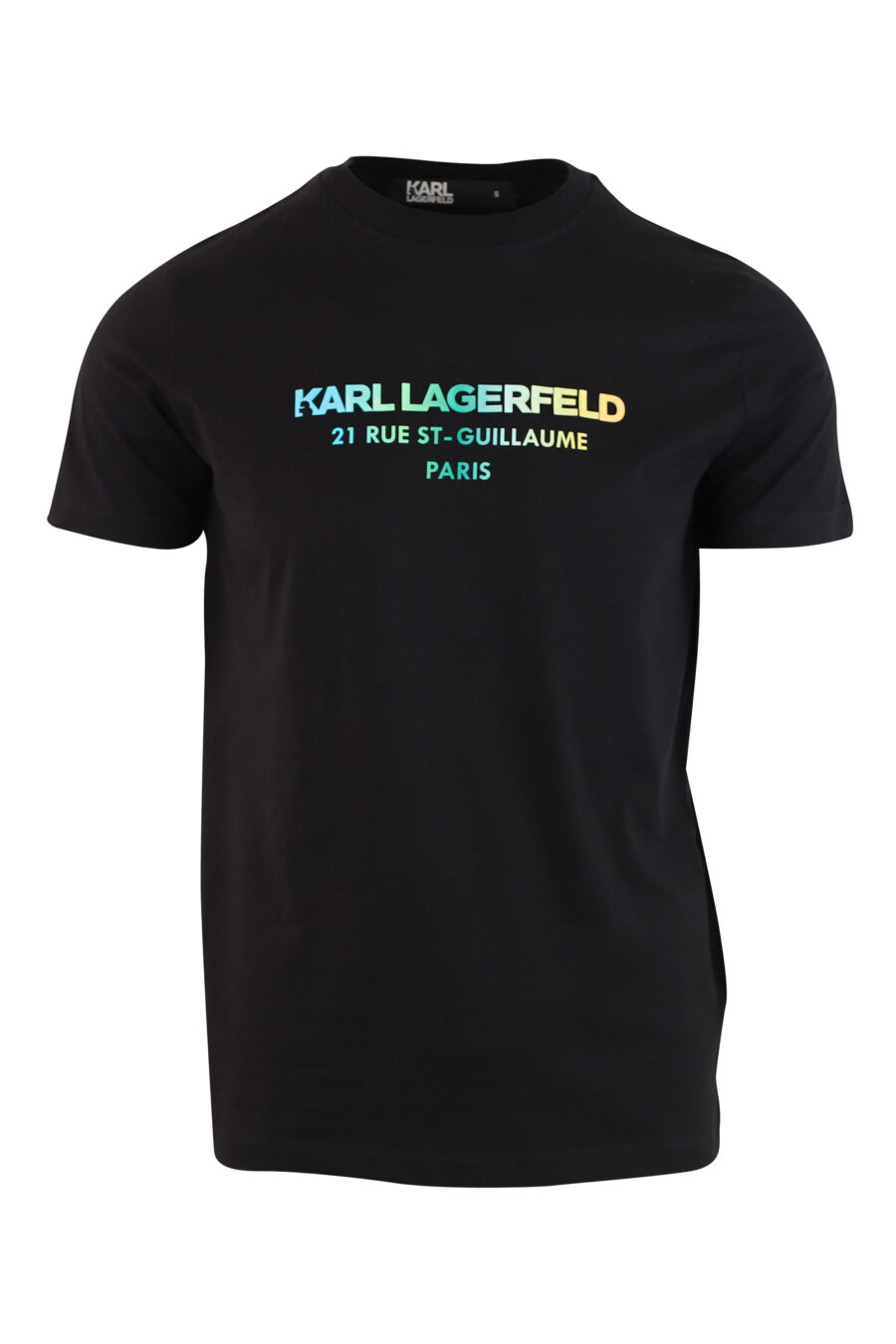 Camiseta negra con logo holográfico "rue st guillaume" - IMG 9824