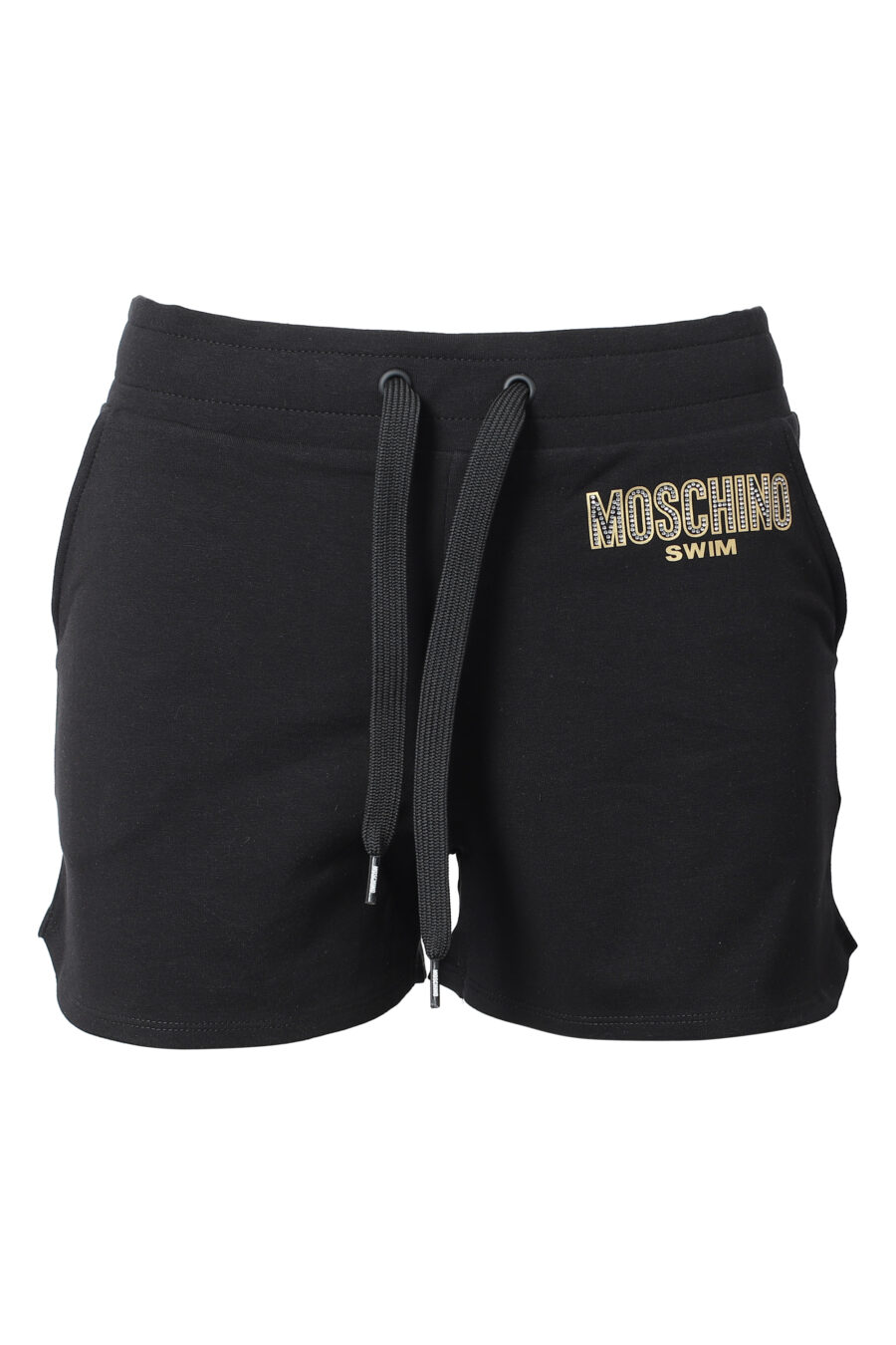 Pantalón negro corto con logo en strass - IMG 9844