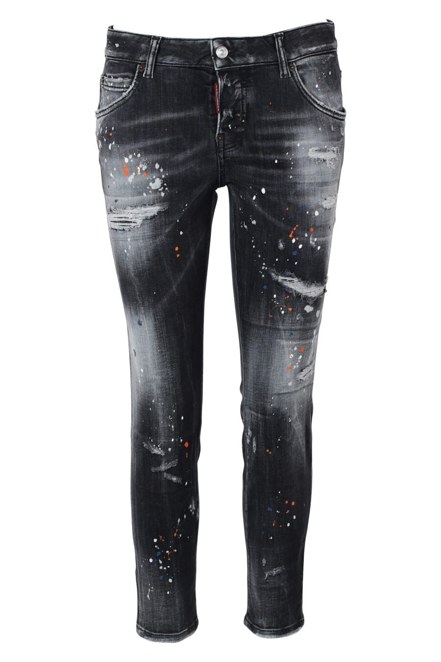Schwarze "Cool-Girl-Jeans" mit mehrfarbiger Bemalung - IMG 9857