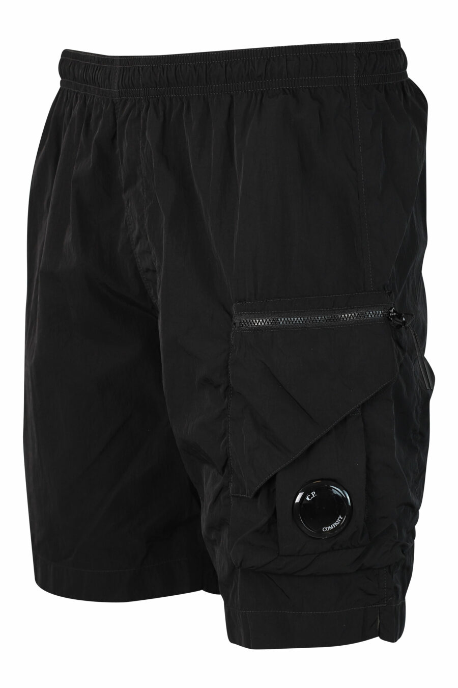 Black cargo style swimming costume with circular mini-logo - IMG 9880 1